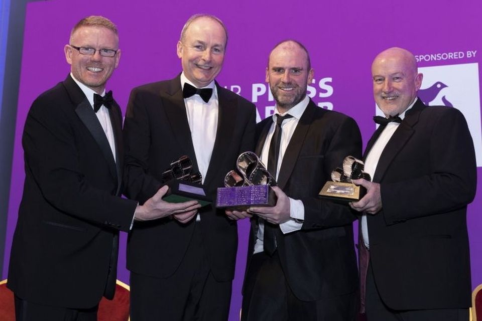 Gerry Mooney, Tanaiste Micheal Martin, Press Photographer of the Year 2023 Mark Condren and Frank McGrath